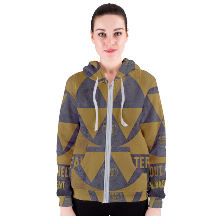 Fallout Shelter In Basement Radiation Sign Women s Zipper Hoodie