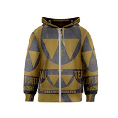 Fallout Shelter In Basement Radiation Sign Kids  Zipper Hoodie by WetdryvacsLair