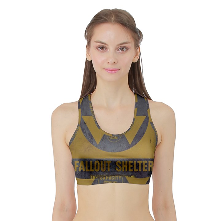 Fallout Shelter In Basement Radiation Sign Sports Bra with Border