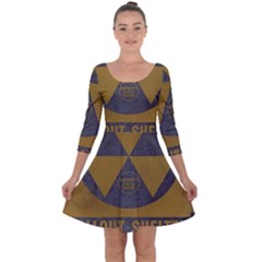 Fallout Shelter In Basement Radiation Sign Quarter Sleeve Skater Dress by WetdryvacsLair