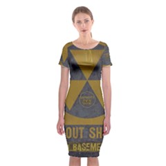 Fallout Shelter In Basement Radiation Sign Classic Short Sleeve Midi Dress by WetdryvacsLair