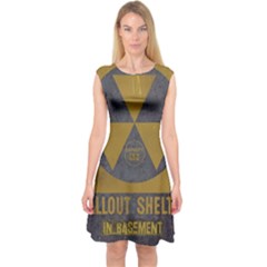 Fallout Shelter In Basement Radiation Sign Capsleeve Midi Dress by WetdryvacsLair