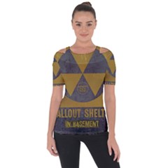 Fallout Shelter In Basement Radiation Sign Shoulder Cut Out Short Sleeve Top by WetdryvacsLair