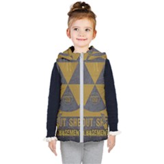 Fallout Shelter In Basement Radiation Sign Kids  Hooded Puffer Vest by WetdryvacsLair