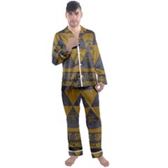 Fallout Shelter In Basement Radiation Sign Men s Long Sleeve Satin Pajamas Set by WetdryvacsLair