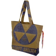 Fallout Shelter In Basement Radiation Sign Drawstring Tote Bag by WetdryvacsLair