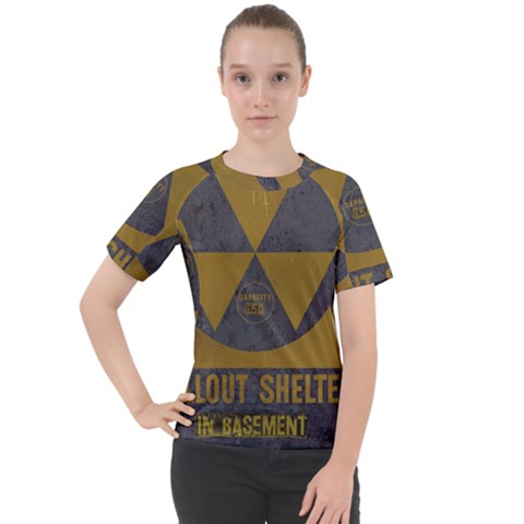 Fallout Shelter In Basement Radiation Sign Women s Sport Raglan Tee by WetdryvacsLair