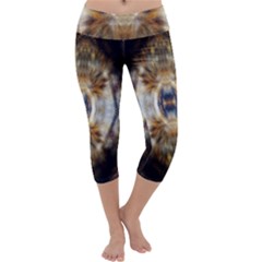 Retro Hippie Vibe Trippy Psychedelic Capri Yoga Leggings by CrypticFragmentsDesign