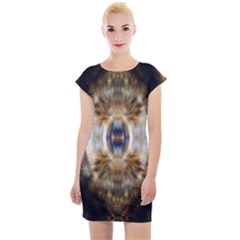 Retro Hippie Vibe Trippy Psychedelic Cap Sleeve Bodycon Dress by CrypticFragmentsDesign