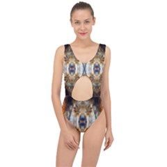 Retro Hippie Vibe Trippy Psychedelic Center Cut Out Swimsuit by CrypticFragmentsDesign