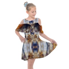 Retro Hippie Vibe Trippy Psychedelic Kids  Shoulder Cutout Chiffon Dress by CrypticFragmentsDesign