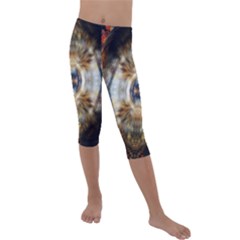 Retro Hippie Vibe Trippy Psychedelic Kids  Lightweight Velour Capri Leggings  by CrypticFragmentsDesign