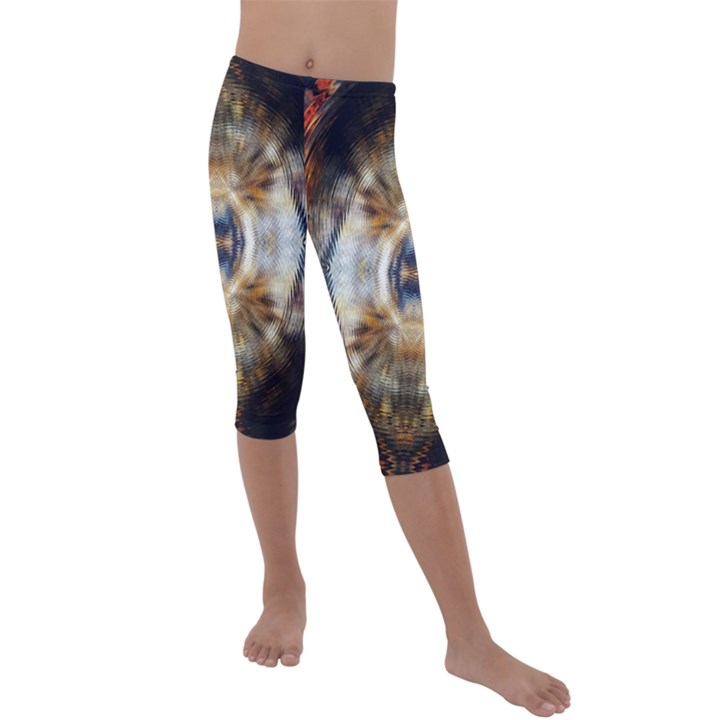 Retro Hippie Vibe Trippy Psychedelic Kids  Lightweight Velour Capri Leggings 