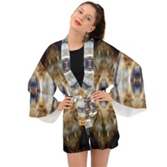 Retro Hippie Vibe Trippy Psychedelic Long Sleeve Kimono by CrypticFragmentsDesign