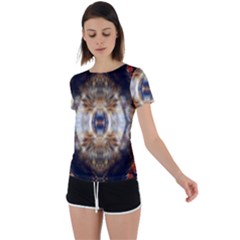 Retro Hippie Vibe Trippy Psychedelic Back Circle Cutout Sports Tee by CrypticFragmentsDesign