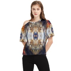 Retro Hippie Vibe Trippy Psychedelic One Shoulder Cut Out Tee by CrypticFragmentsDesign