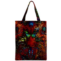 Boho Hippie Trippy Floral Pattern Zipper Classic Tote Bag by CrypticFragmentsDesign