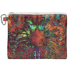 Boho Hippie Trippy Floral Pattern Canvas Cosmetic Bag (xxl) by CrypticFragmentsDesign