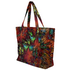 Boho Hippie Trippy Floral Pattern Zip Up Canvas Bag by CrypticFragmentsDesign