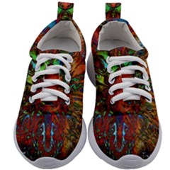 Boho Hippie Trippy Floral Pattern Kids Athletic Shoes by CrypticFragmentsDesign