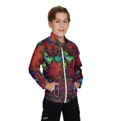 Boho Hippie Trippy Floral Pattern Kids  Windbreaker by CrypticFragmentsDesign