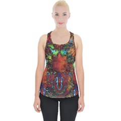 Boho Hippie Trippy Floral Pattern Piece Up Tank Top by CrypticFragmentsDesign