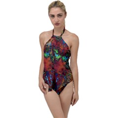 Boho Hippie Trippy Floral Pattern Go With The Flow One Piece Swimsuit by CrypticFragmentsDesign