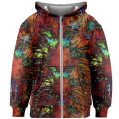 Boho Hippie Trippy Floral Pattern Kids  Zipper Hoodie Without Drawstring by CrypticFragmentsDesign