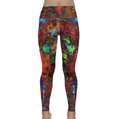 Boho Hippie Trippy Floral Pattern Lightweight Velour Classic Yoga Leggings by CrypticFragmentsDesign