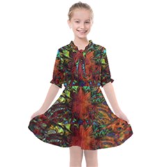 Boho Hippie Trippy Floral Pattern Kids  All Frills Chiffon Dress by CrypticFragmentsDesign