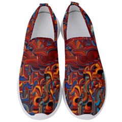 Phoenix In The Rain Abstract Pattern Men s Slip On Sneakers by CrypticFragmentsDesign