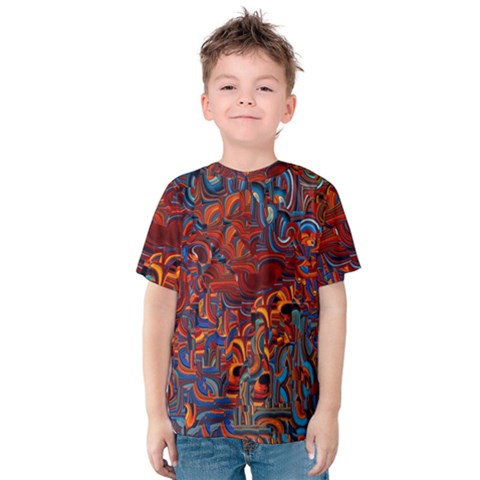 Phoenix In The Rain Abstract Pattern Kids  Cotton Tee by CrypticFragmentsDesign