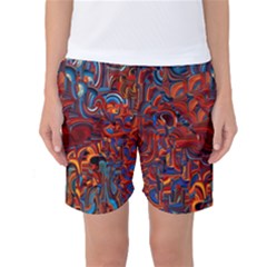 Phoenix In The Rain Abstract Pattern Women s Basketball Shorts by CrypticFragmentsDesign