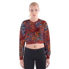 Phoenix In The Rain Abstract Pattern Cropped Sweatshirt by CrypticFragmentsDesign