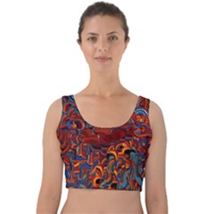 Phoenix In The Rain Abstract Pattern Velvet Crop Top by CrypticFragmentsDesign