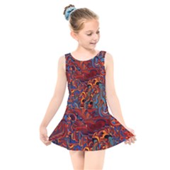 Phoenix In The Rain Abstract Pattern Kids  Skater Dress Swimsuit by CrypticFragmentsDesign