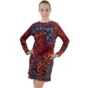 Phoenix in the Rain Abstract Pattern Long Sleeve Hoodie Dress View1