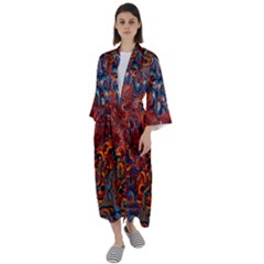 Phoenix In The Rain Abstract Pattern Maxi Satin Kimono by CrypticFragmentsDesign