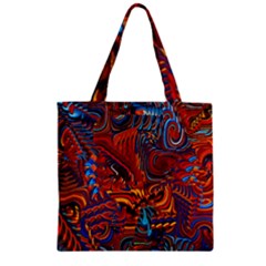 Phoenix Rising Colorful Abstract Art Zipper Grocery Tote Bag by CrypticFragmentsDesign