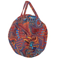 Phoenix Rising Colorful Abstract Art Giant Round Zipper Tote by CrypticFragmentsDesign