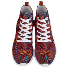 Phoenix Rising Colorful Abstract Art Men s Lightweight High Top Sneakers by CrypticFragmentsDesign