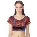 Phoenix Rising Colorful Abstract Art Short Sleeve Crop Top View1