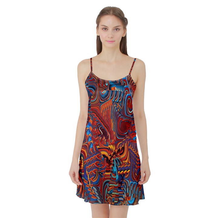 Phoenix Rising Colorful Abstract Art Satin Night Slip