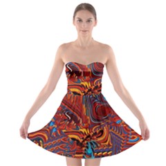 Phoenix Rising Colorful Abstract Art Strapless Bra Top Dress by CrypticFragmentsDesign