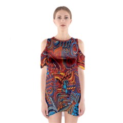 Phoenix Rising Colorful Abstract Art Shoulder Cutout One Piece Dress by CrypticFragmentsDesign