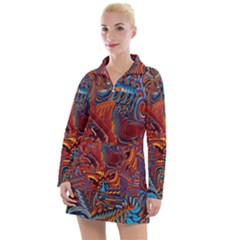 Phoenix Rising Colorful Abstract Art Women s Long Sleeve Casual Dress by CrypticFragmentsDesign