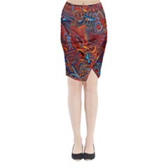 Phoenix Rising Colorful Abstract Art Midi Wrap Pencil Skirt by CrypticFragmentsDesign