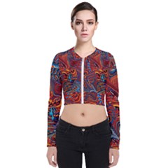 Phoenix Rising Colorful Abstract Art Long Sleeve Zip Up Bomber Jacket by CrypticFragmentsDesign