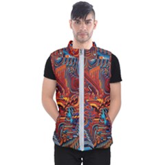 Phoenix Rising Colorful Abstract Art Men s Puffer Vest by CrypticFragmentsDesign