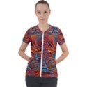 Phoenix Rising Colorful Abstract Art Short Sleeve Zip Up Jacket View1